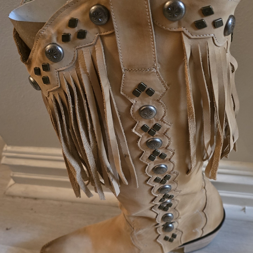Old Gringo Tan Leather Fringe Boots